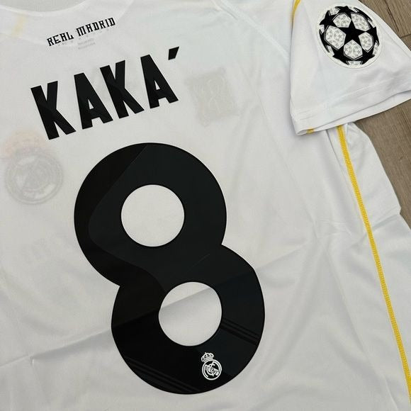 Soccer Jersey Ricardo Kaka #8 Retro 09/10 Home White Real Madrid UCL Men Size