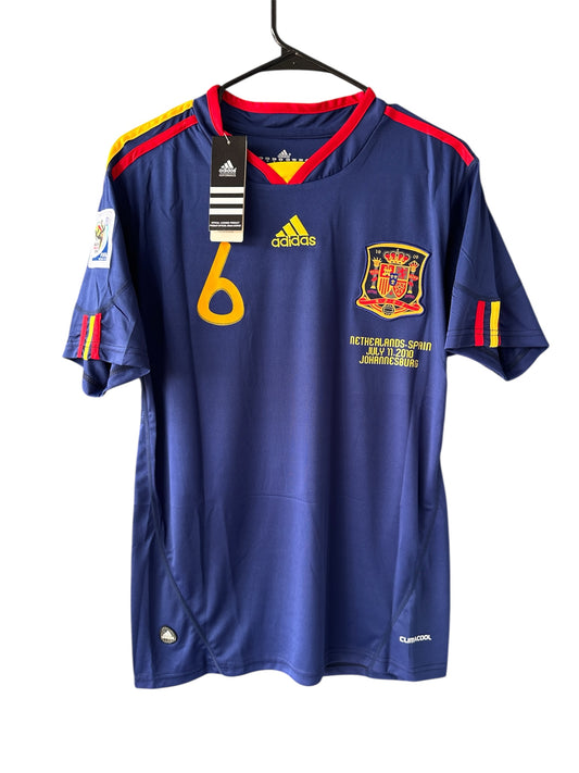 Spain Andres Iniesta 2010 Soccer Jersey Final Fifa World Cup Blue Size Men Shirt