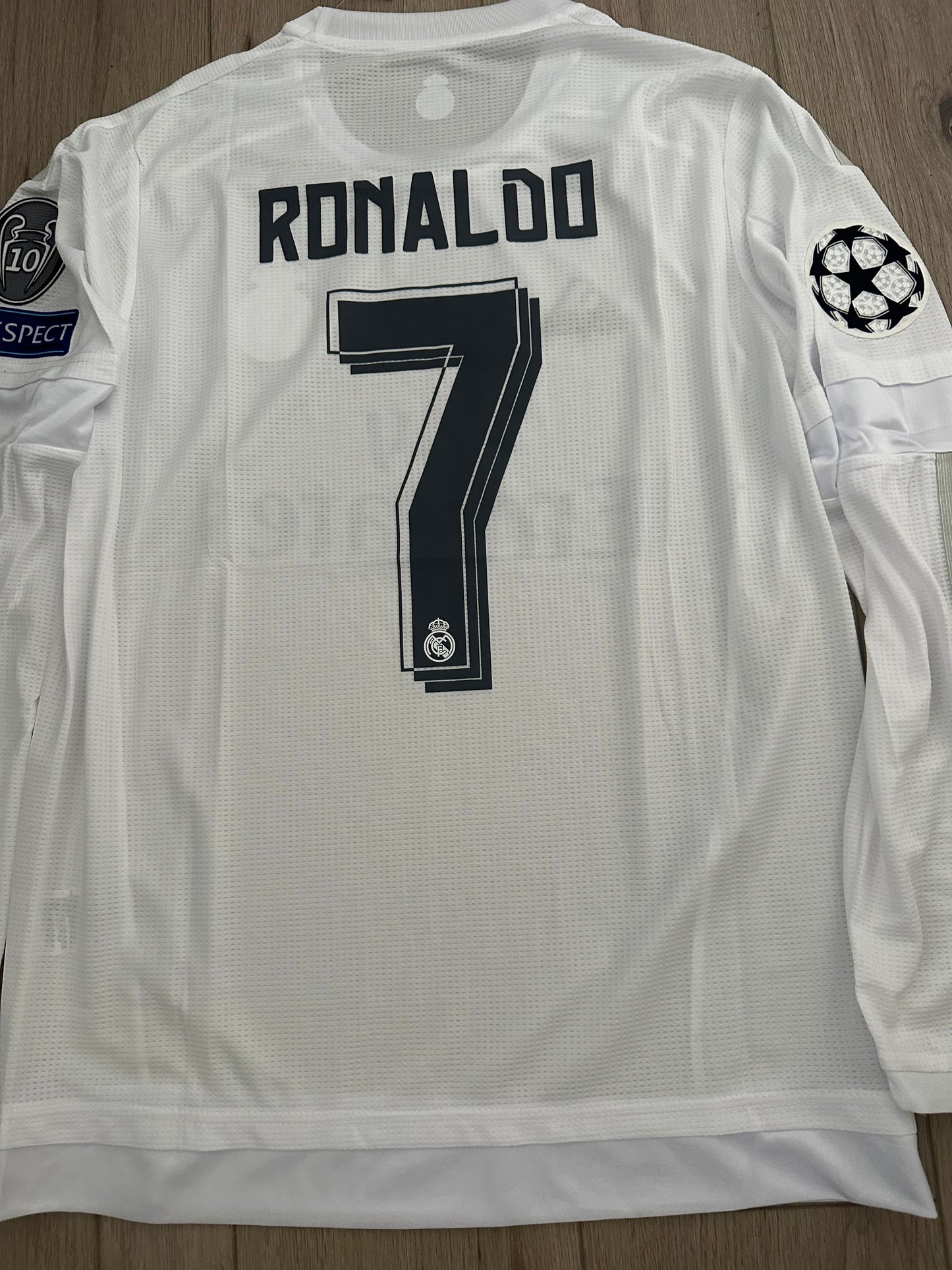 Real Madrid Ronaldo 2016 Final UCL Soccer Jersey white Long Sleeves Men’ Size