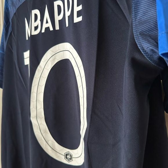 France Kylian Mbappe Soccer Jersey 2018 Home Blue FWC #10 Men Size Shirt