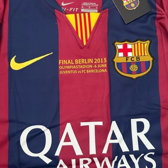 Barcelona Soccer Jersey Lionel Messi 2015 Home Final UCL Regular size Men Shirt