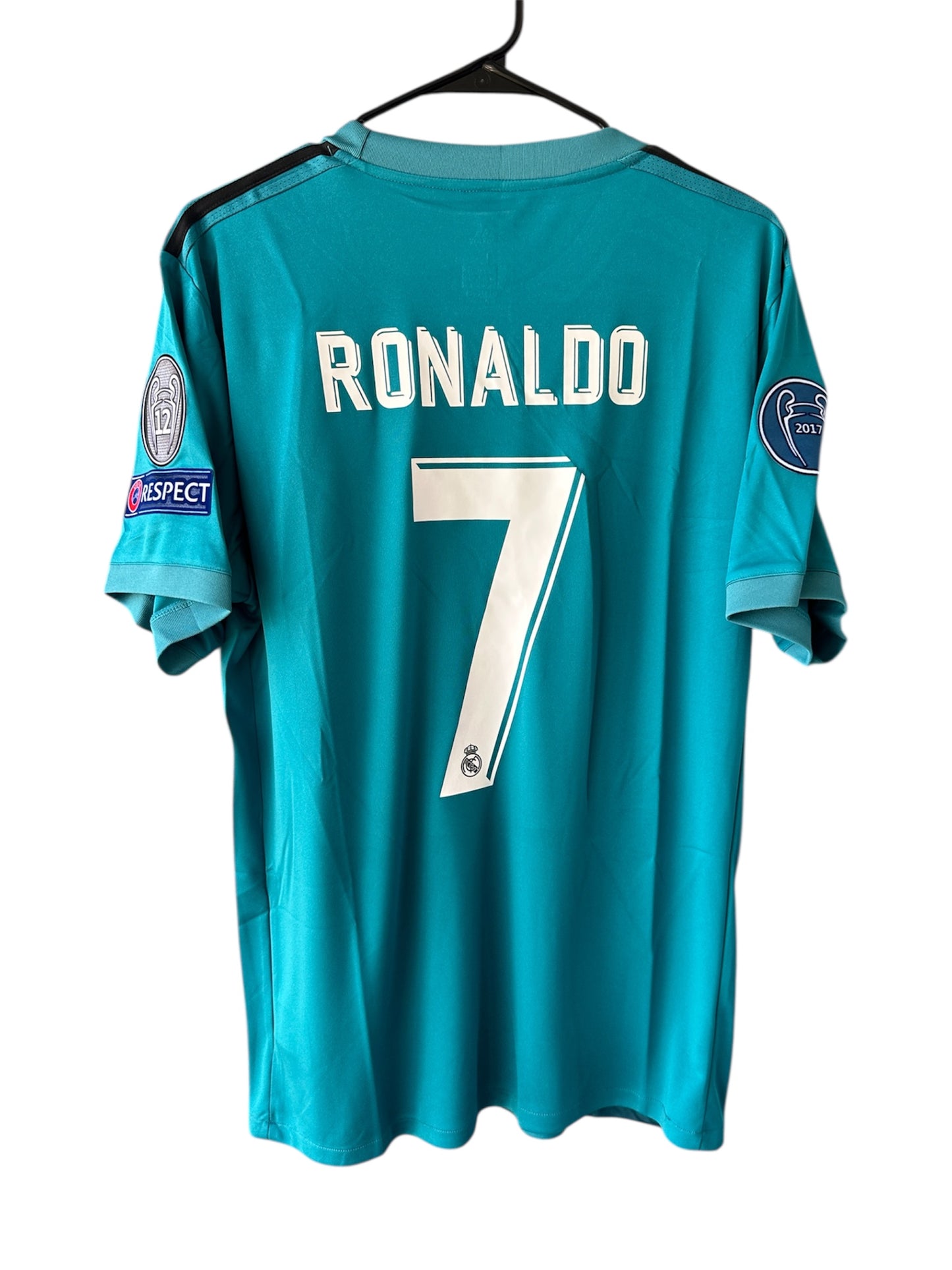 Cristiano Ronaldo #7 Real Madrid 17/18 Retro Away Green Soccer Jersey Men Size