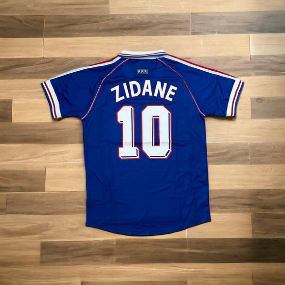 France Zinedine Zidane Soccer Jersey Retro Final 1998 #10 Blue Regular Men Size