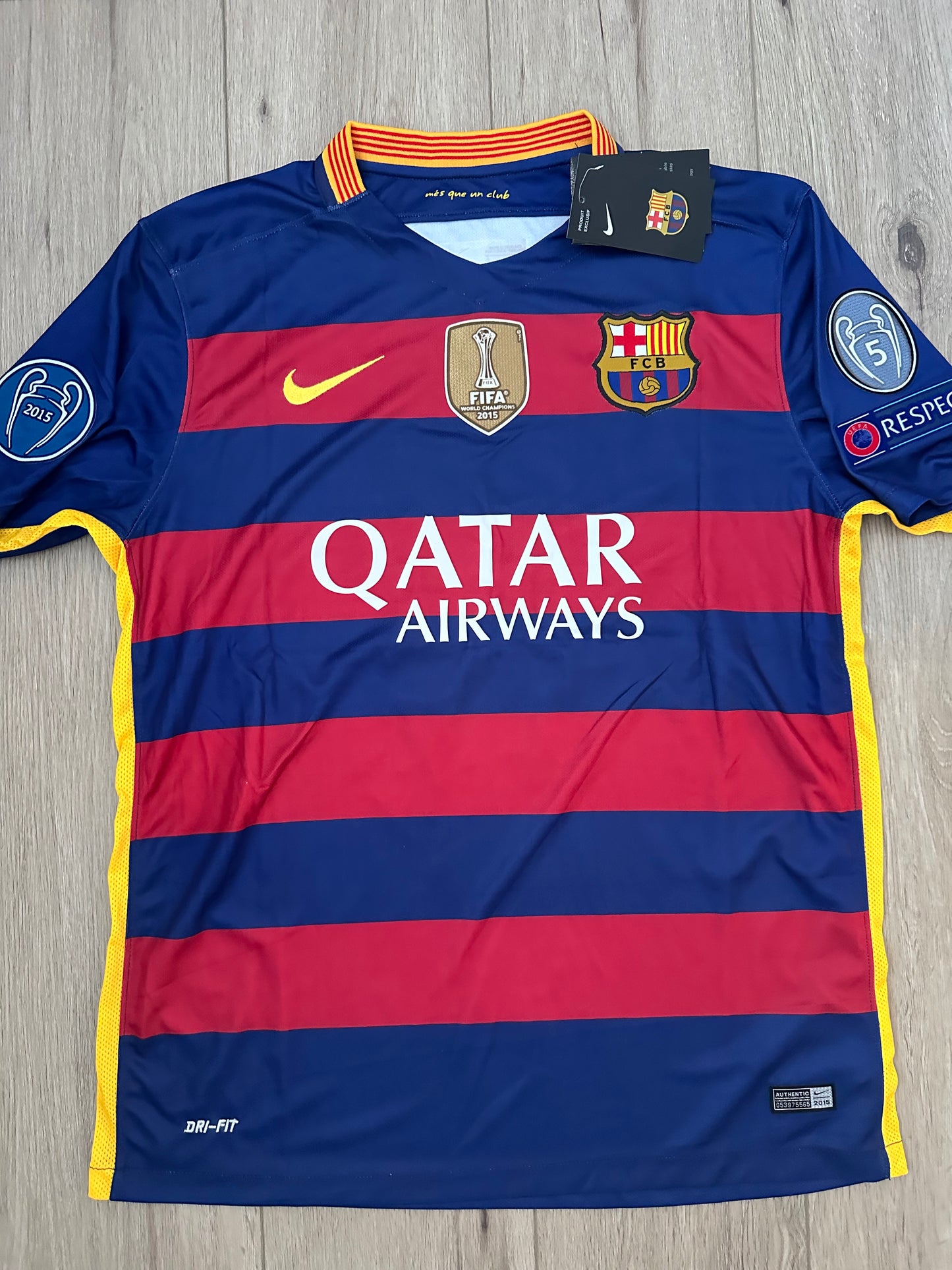 Neymar Jr Barcelona Soccer Jersey 2016 Home Champions Regular Men’s size Shirt