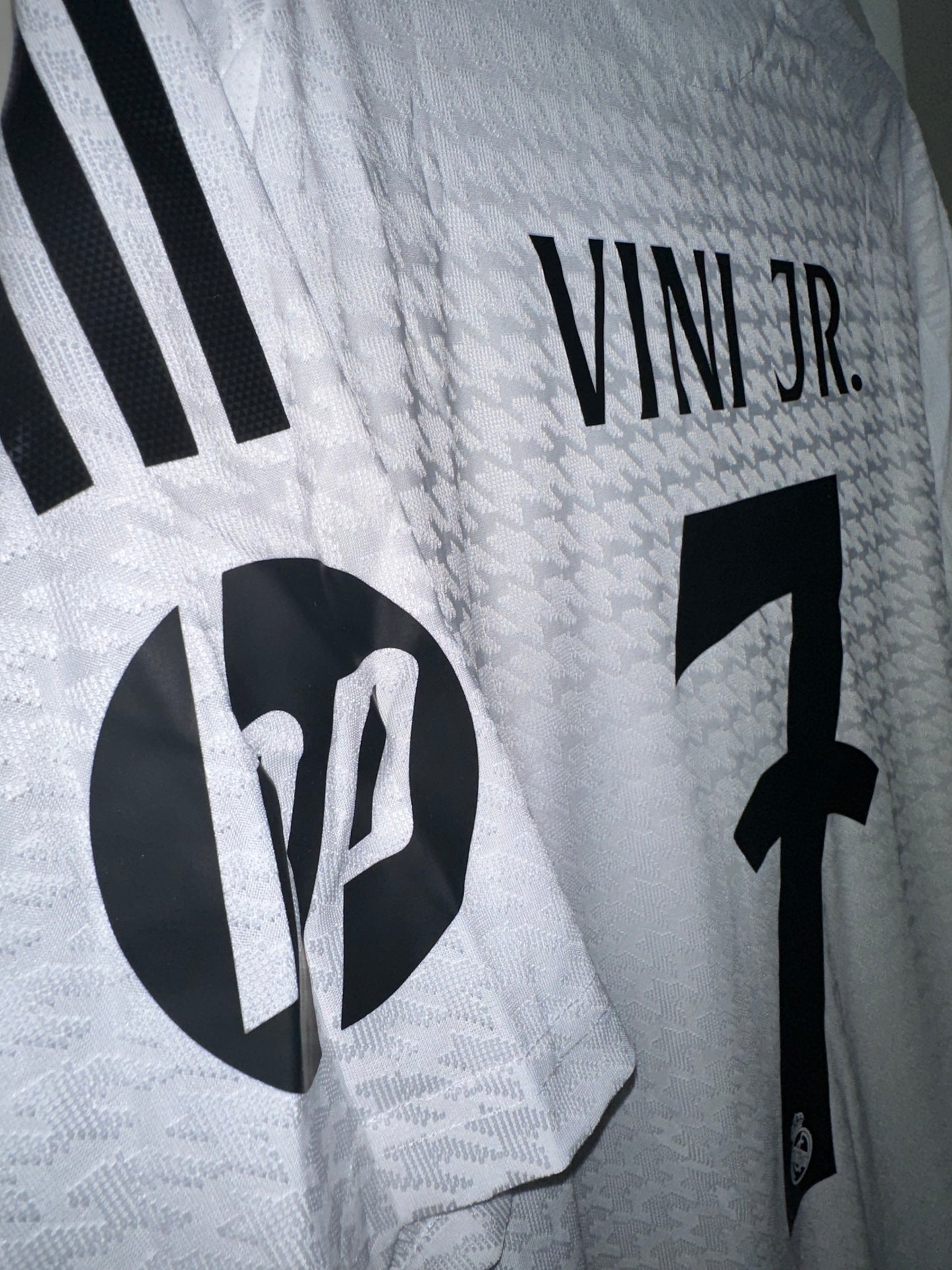 Real Madrid Vinicius Jr #7 2024/25 Home White UCL Soccer Jersey Men Size Shirt