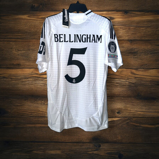 Real Madrid Jude Bellingham #5 2024/25 UCL Home White Soccer Jersey Men Size