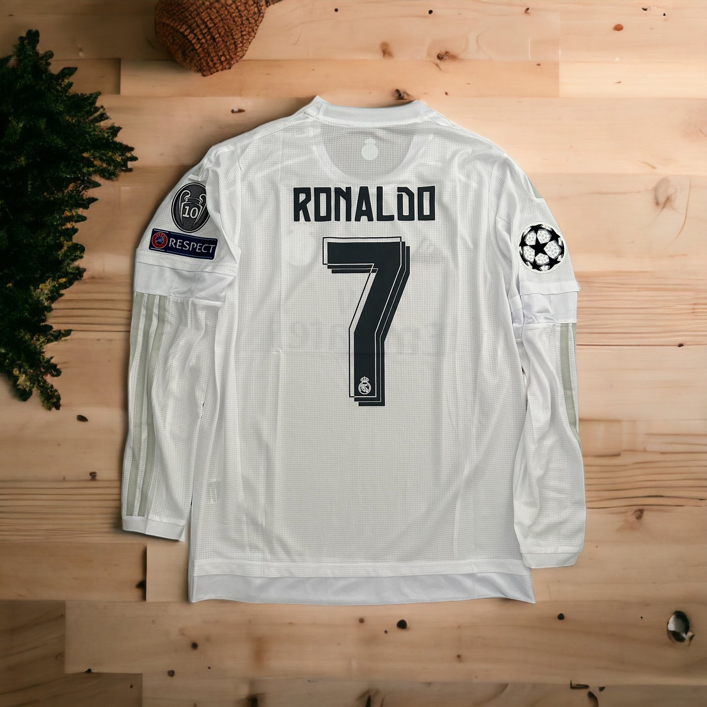 Real Madrid Ronaldo 2016 Final UCL Soccer Jersey white Long Sleeves Men’ Size