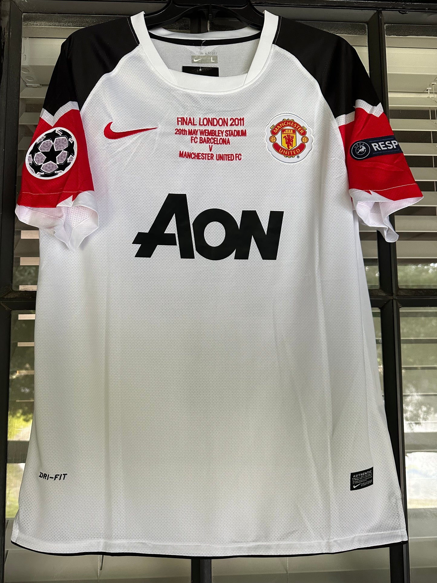 Manchester United 2011 Final UCL Wayne Rooney #10 Soccer Jersey White Men Size