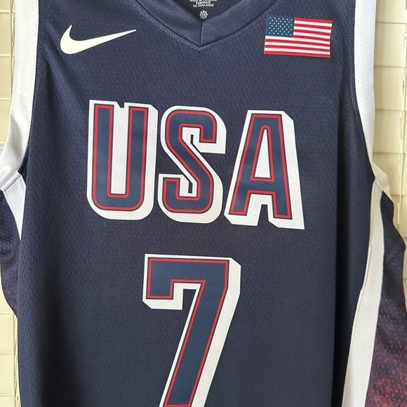 Basketball Jersey USA Team 2024 Kevin Durant Olympic Paris Blue Home Men Size