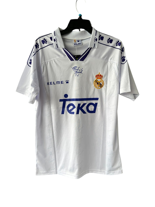 Real Madrid Ivan Zamorano #9 Retro Soccer Jersey Home white 1999 Men Size