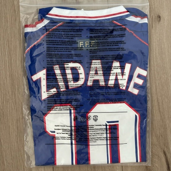 France Zinedine Zidane Soccer Jersey Retro Final 1998 #10 Blue Regular Men Size