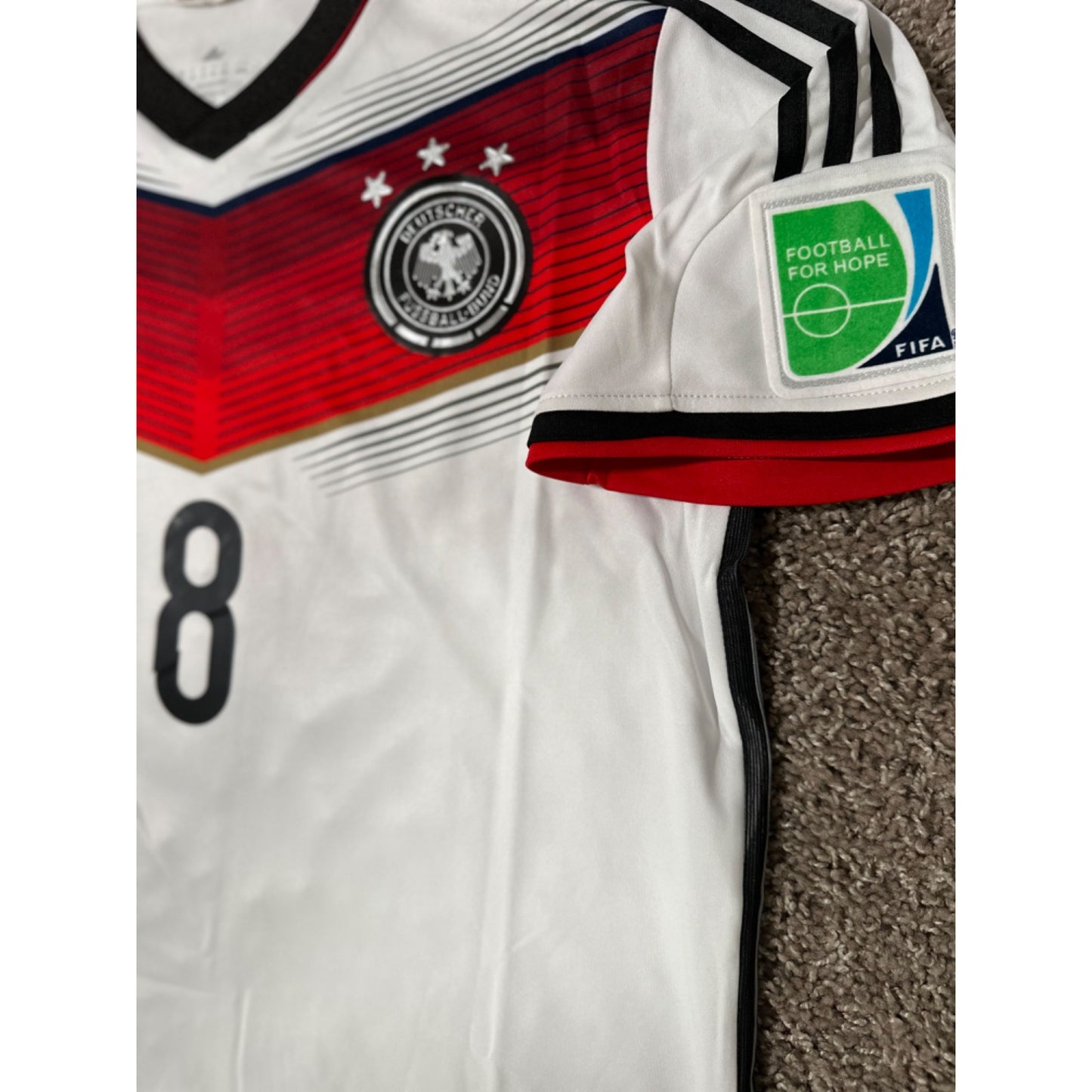 Germany Mezut Ozil #8 Retro Soccer Jersey FWC 2014 Home White Men Shirt Size