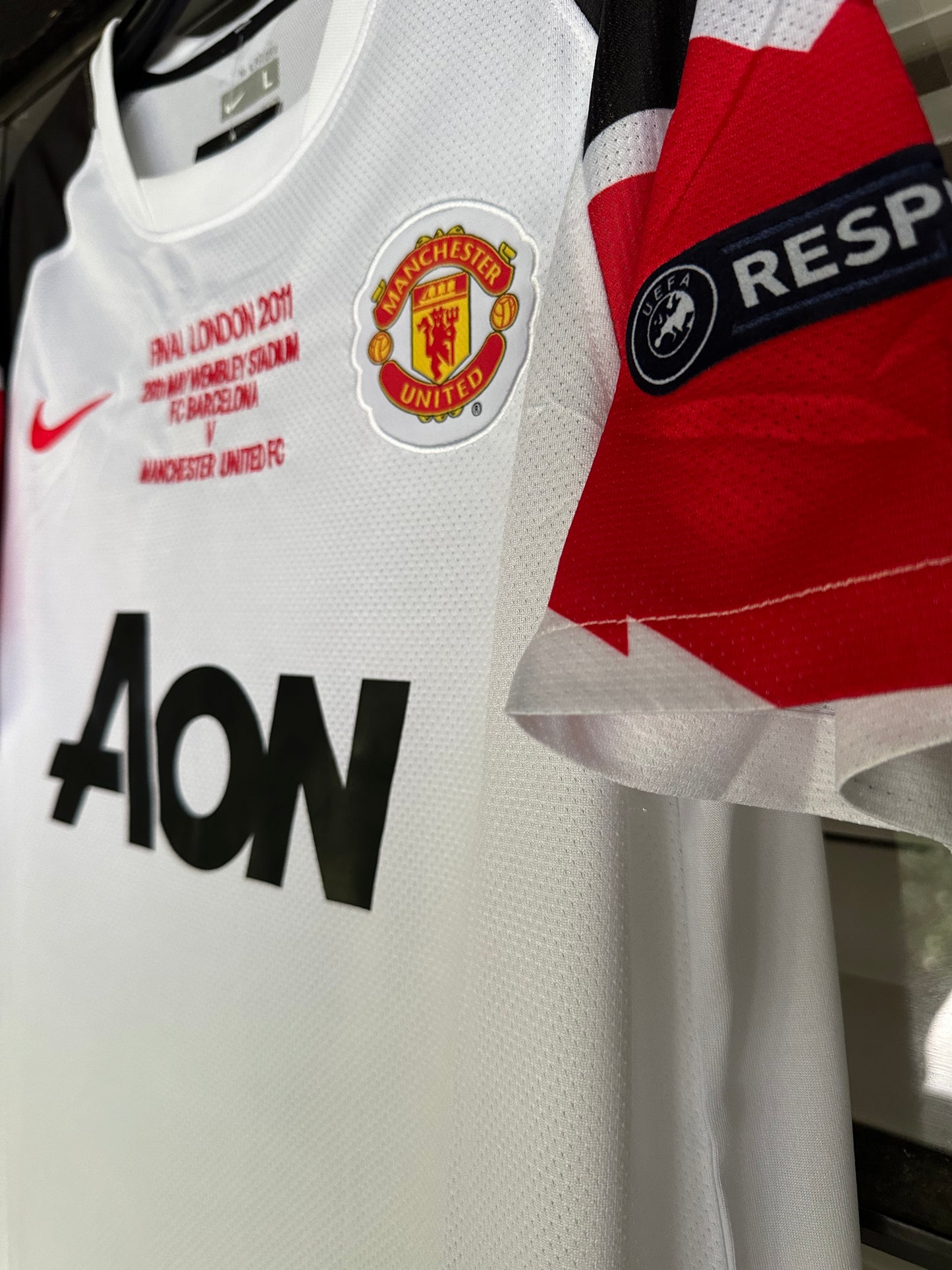 Manchester United 2011 Final UCL Wayne Rooney #10 Soccer Jersey White Men Size