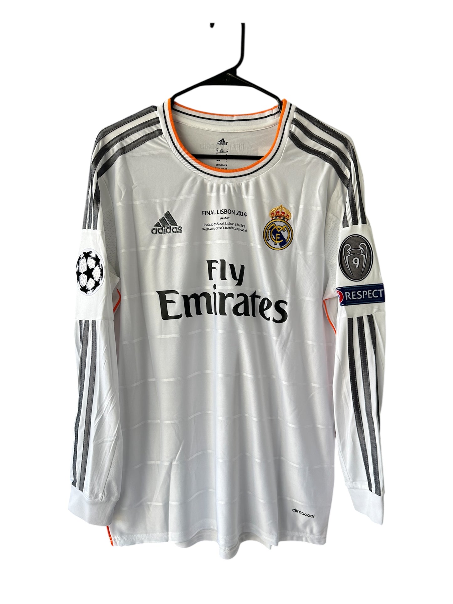 Real Madrid Sergio Ramos #4 Retro Soccer Jersey 2014 Final UCL White Men Size