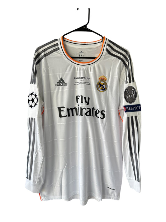 Real Madrid Sergio Ramos #4 Retro Soccer Jersey 2014 Final UCL White Men Size