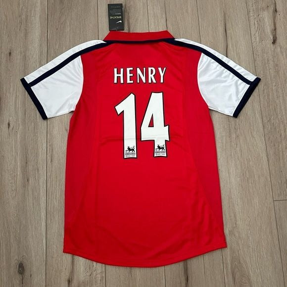 Soccer Jersey Henry 14 Red Home Arsenal Fan Men true Size Retro 2000/01 Men Size