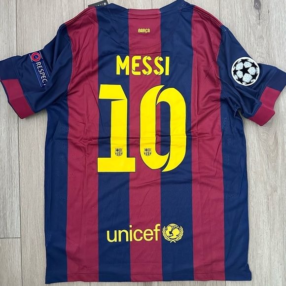 Barcelona Soccer Jersey Lionel Messi 2015 Home Final UCL Regular size Men Shirt