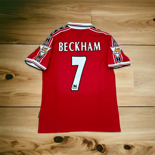 Manchester United 98/99 Retro David Beckham 7 Red Home Football Shirt Men Size