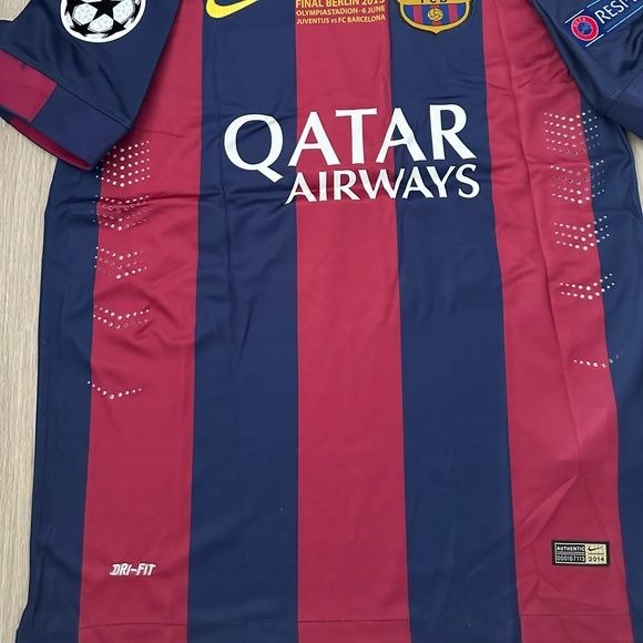 Barcelona Soccer Jersey Lionel Messi 2015 Home Final UCL Regular size Men Shirt