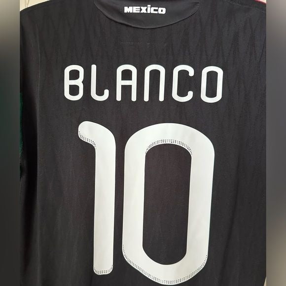 Mexico Carlos Blanco #10 Retro Soccer Jersey FWC 2010 Black Away Men Size Shirt