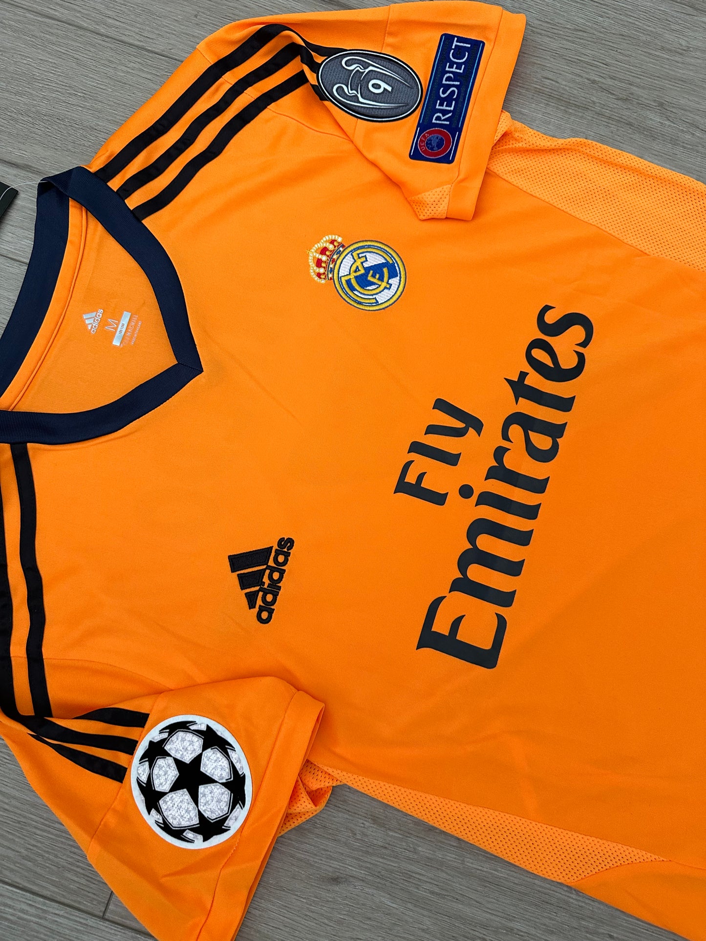 Real Madrid 13/14 Cristiano Ronaldo UCL Retro Orange Third Jersey Men’s Size