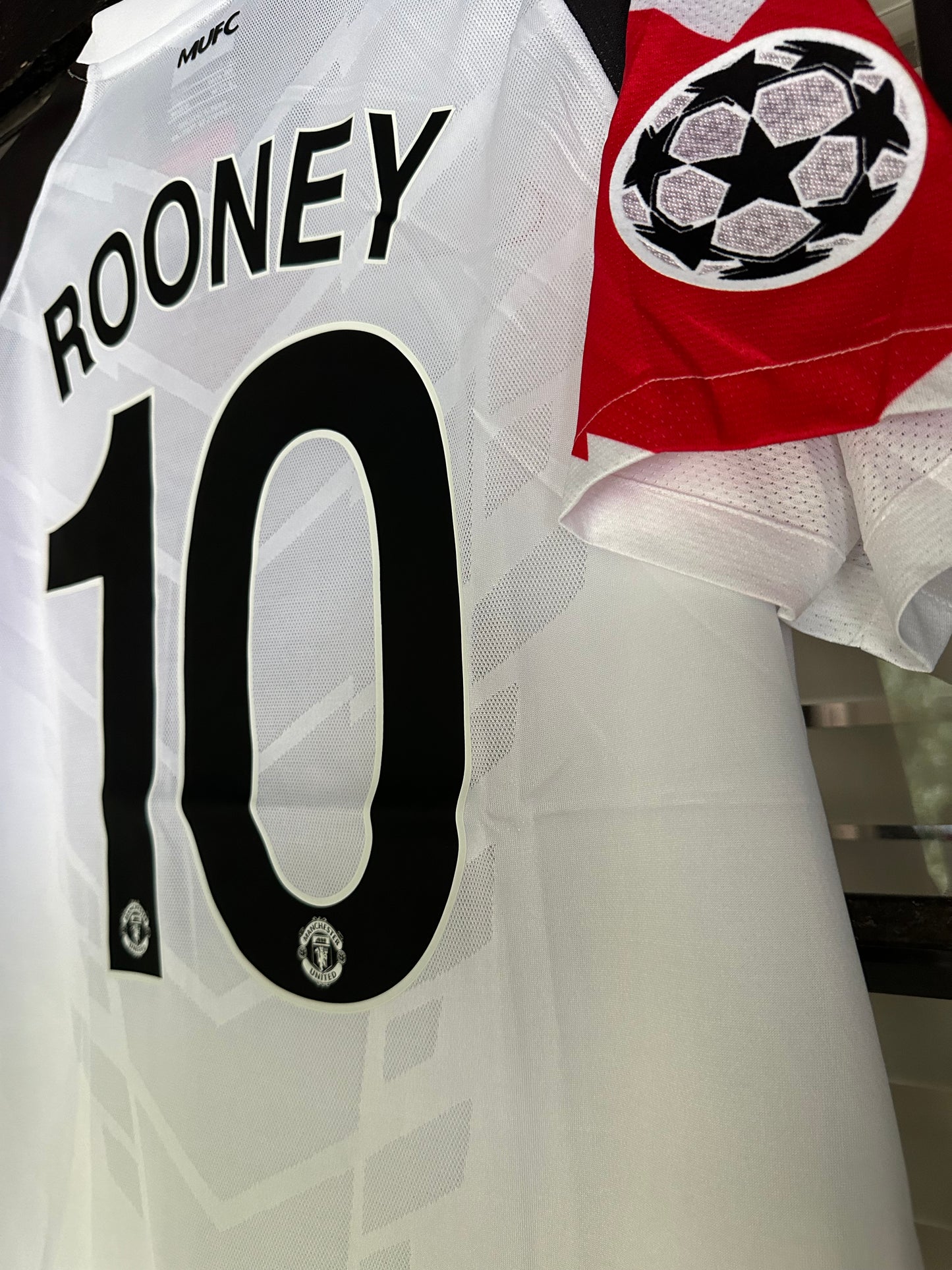 Manchester United 2011 Final UCL Wayne Rooney #10 Soccer Jersey White Men Size