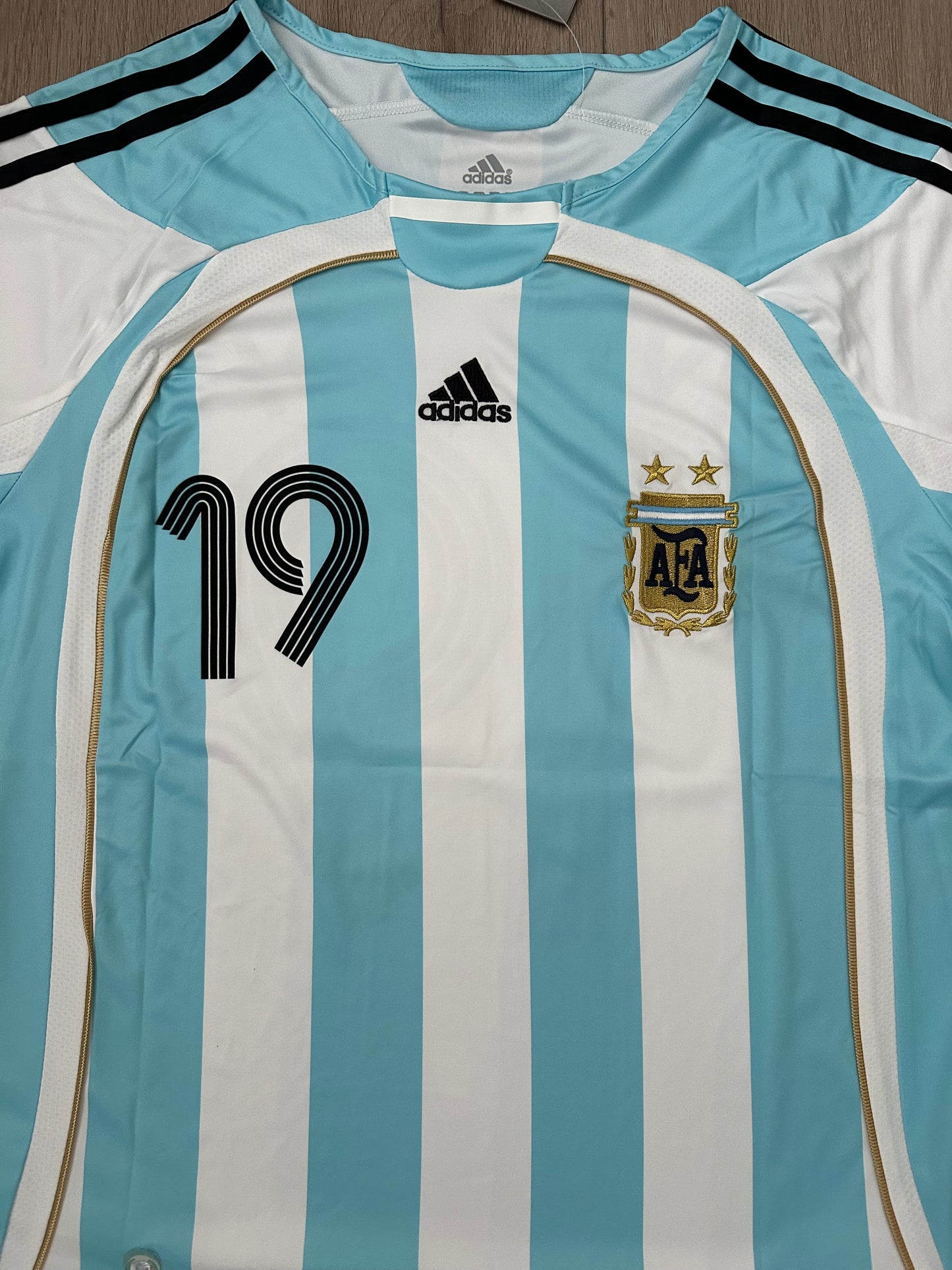 Argentina Retro Shirt 2006 Soccer Jersey Lionel Messi #19 Home Blue Men Size