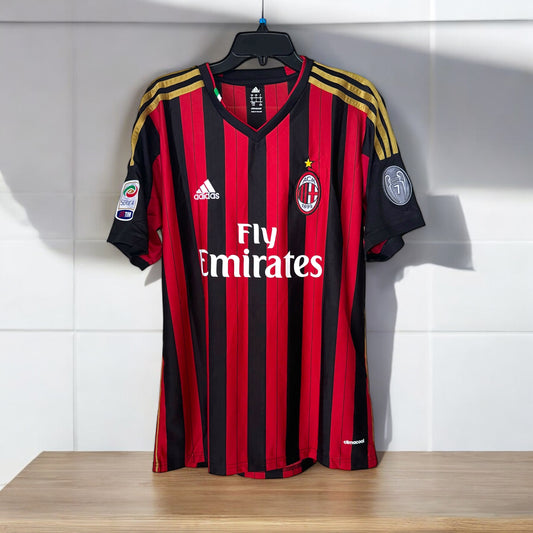 Milan 2013/14 Ricardo Kaka #22 Soccer Jersey Retro Men Size Home Red Black Shirt