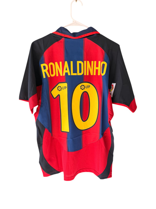 Barcelona Ronaldinho #10 Soccer Jersey Retro Men Size