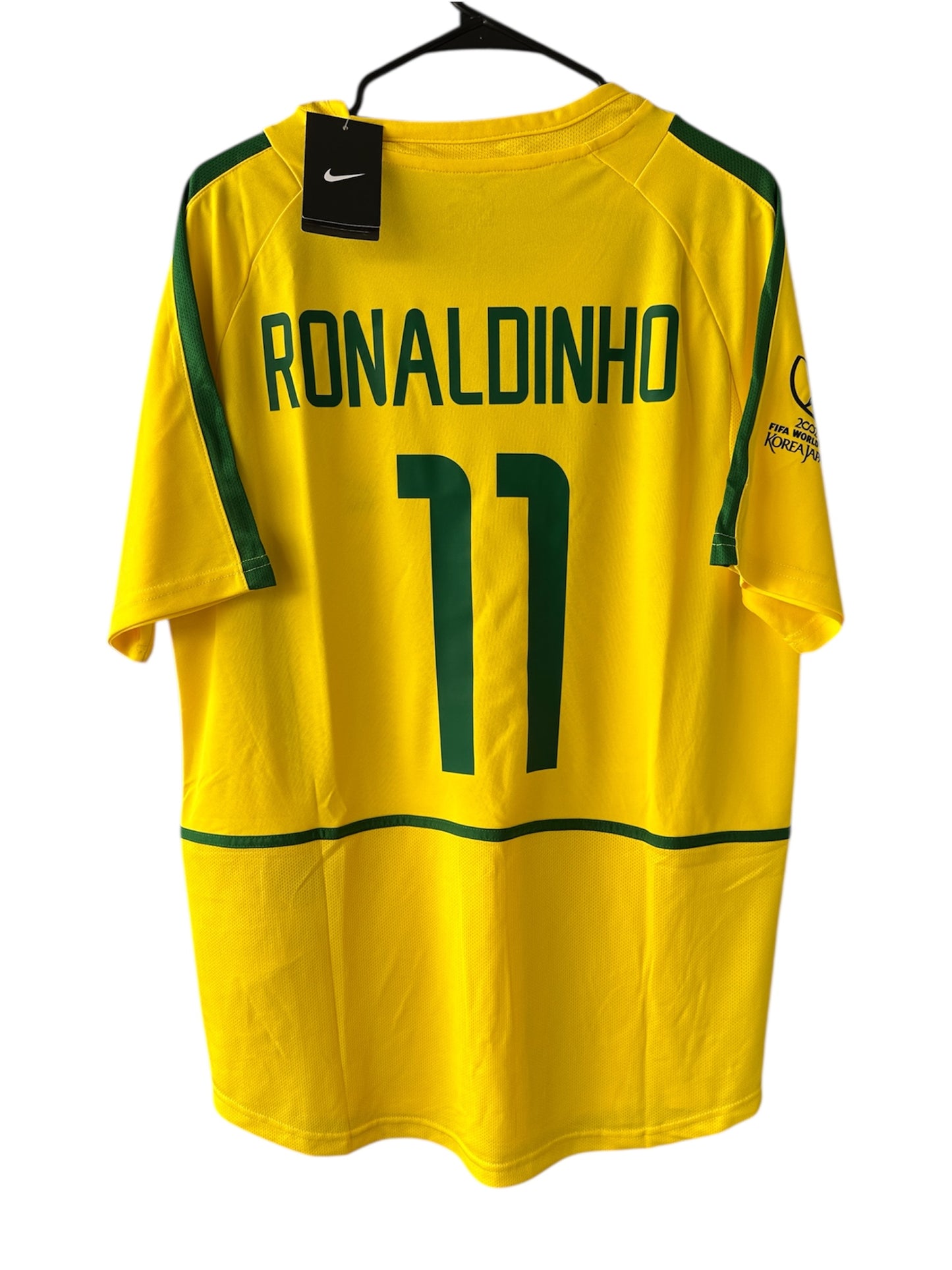 Ronaldinho Gaucho Brazil 2002 FWC Soccer Jersey Home Yellow #11 Regular size Men