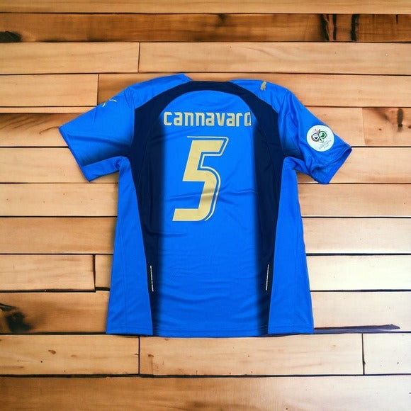 Italy 2006 Fabio Cannavaro #5 Home Blue FWC Soccer Jersey Men’s Regular Size