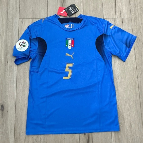 Italy 2006 Fabio Cannavaro #5 Home Blue FWC Soccer Jersey Men’s Regular Size