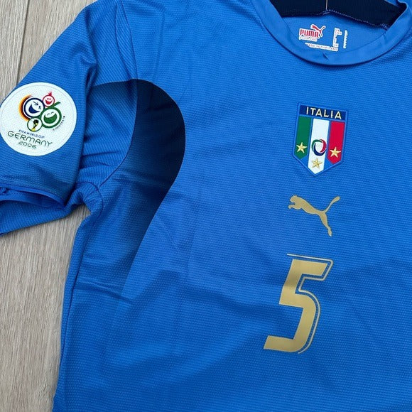 Italy 2006 Fabio Cannavaro #5 Home Blue FWC Soccer Jersey Men’s Regular Size