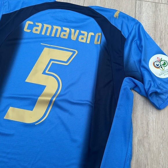 Italy 2006 Fabio Cannavaro #5 Home Blue FWC Soccer Jersey Men’s Regular Size