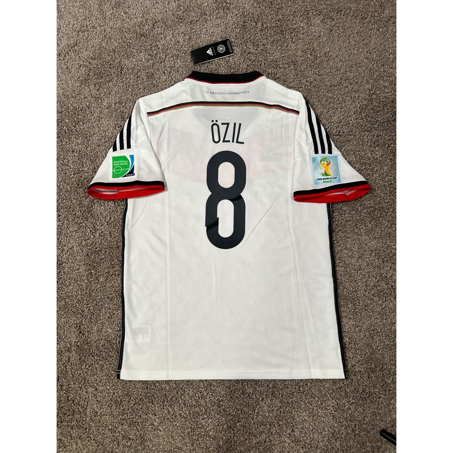 Germany Mezut Ozil #8 Retro Soccer Jersey FWC 2014 Home White Men Shirt Size