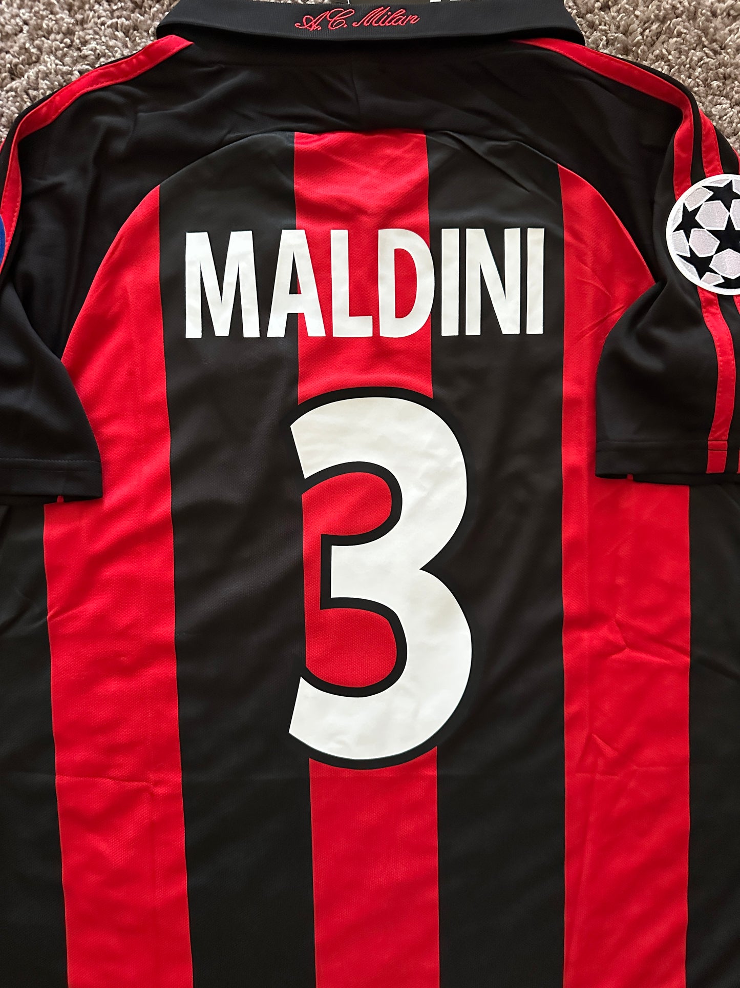 AC Milan 2000/01 Soccer Jersey Paolo Maldini Retro Men Size