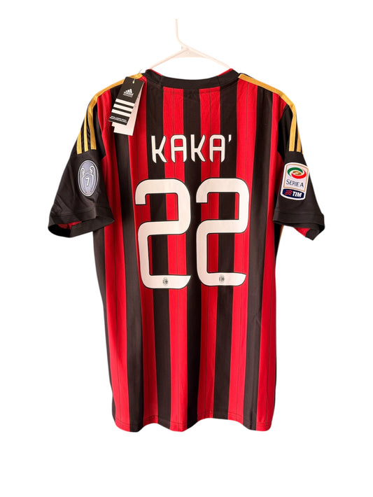AC Milan Kaka #22 2013/14 Home Red Black Soccer Jersey Men