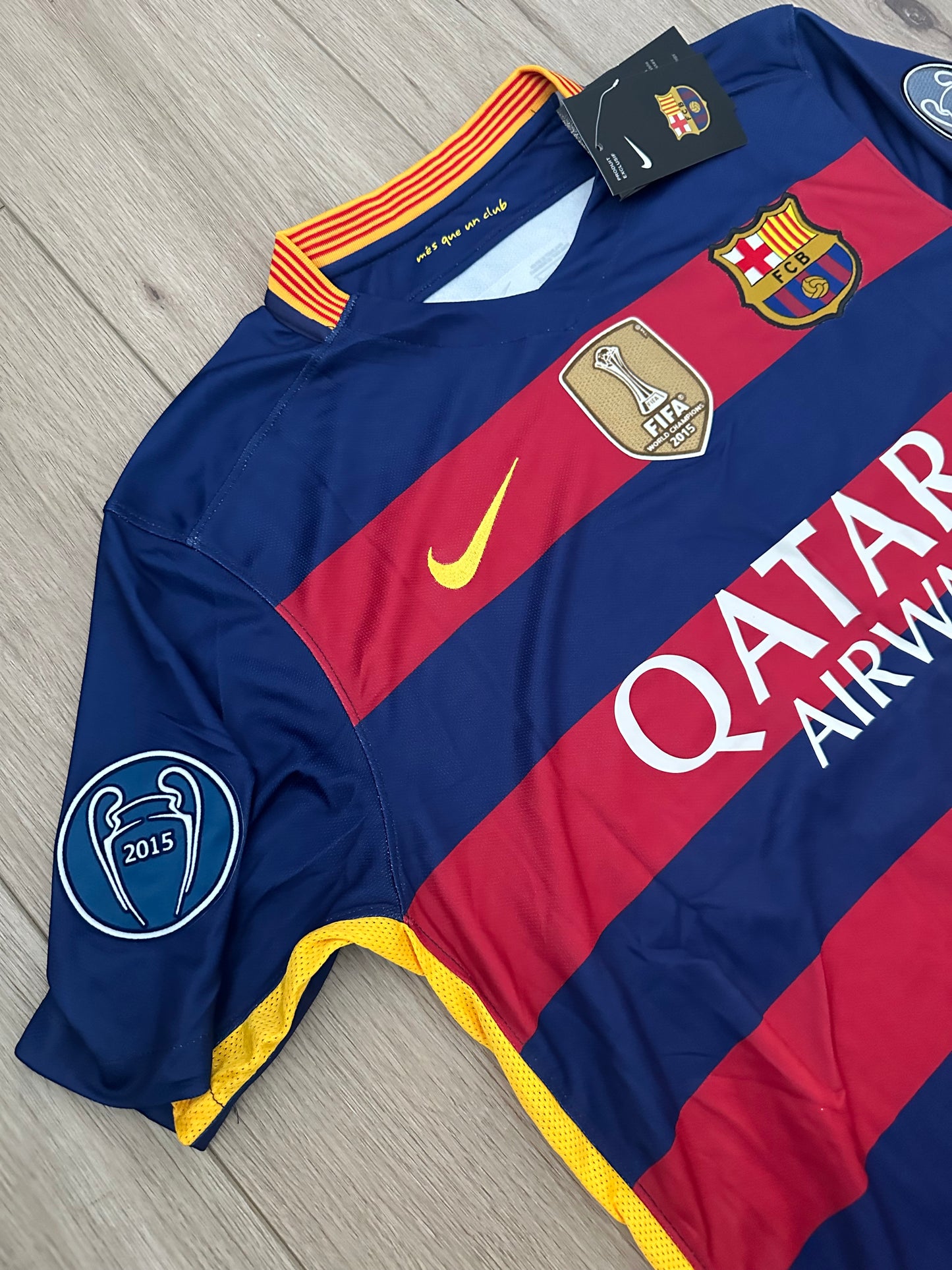 Neymar Jr Barcelona Soccer Jersey 2016 Home Champions Regular Men’s size Shirt