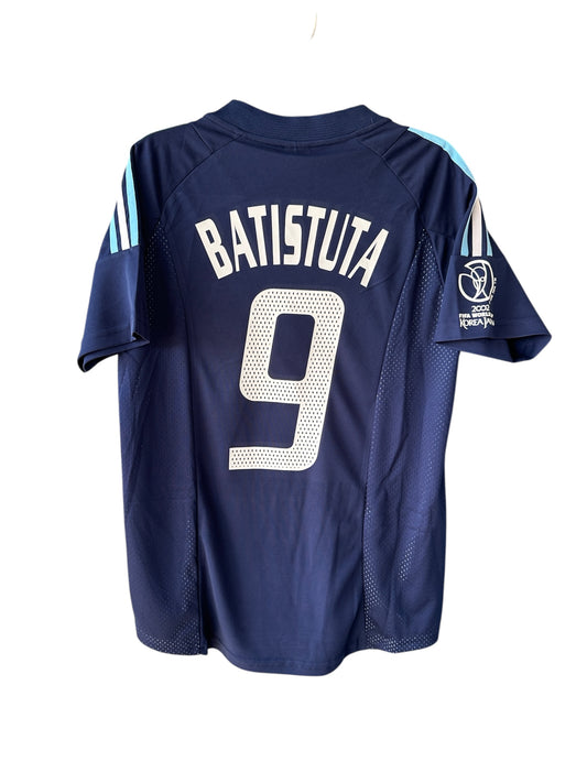 Argentina Gabriel Batistuta #9 Retro Soccer Jersey Away Blue FWC 2002 Men Size