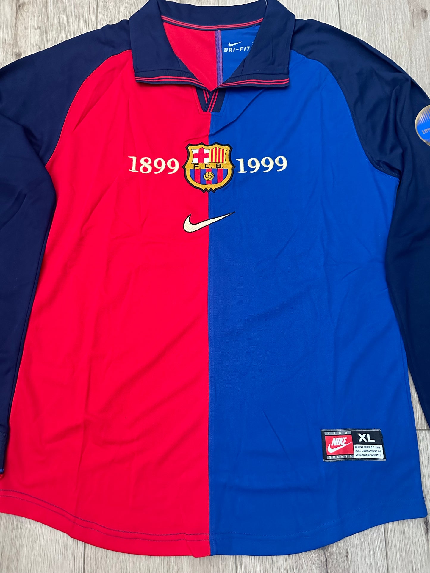 Barcelona Rivaldo 1999 Soccer Jersey Retro Long Sleeves Home #11 Shirt Men Size