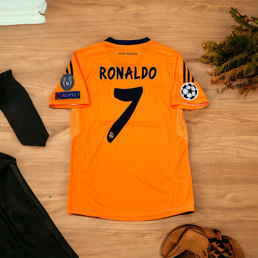 Real Madrid 13/14 Cristiano Ronaldo UCL Retro Orange Third Jersey Men’s Size