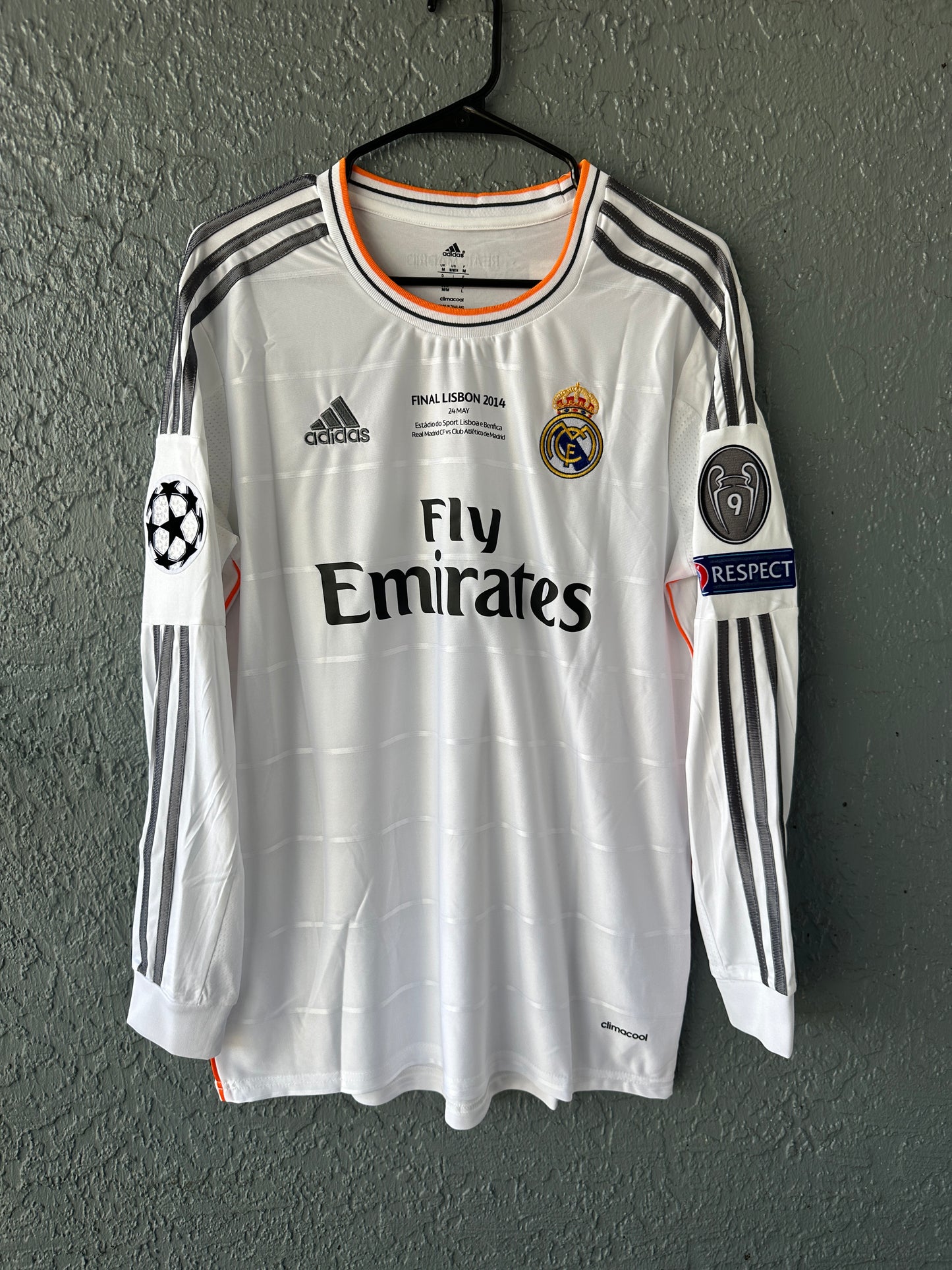 Real Madrid Sergio Ramos #4 Retro Soccer Jersey 2014 Final UCL White Men Size