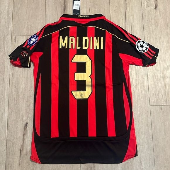 Milan 06/07 Paolo Maldini #3 Home Soccer Jersey Retro Rossoneri Men Size shirt