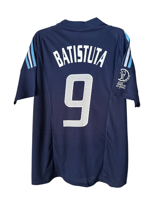 Argentina Gabriel Batistuta #9 Retro Soccer Jersey Away Blue FWC 2002 Men Size