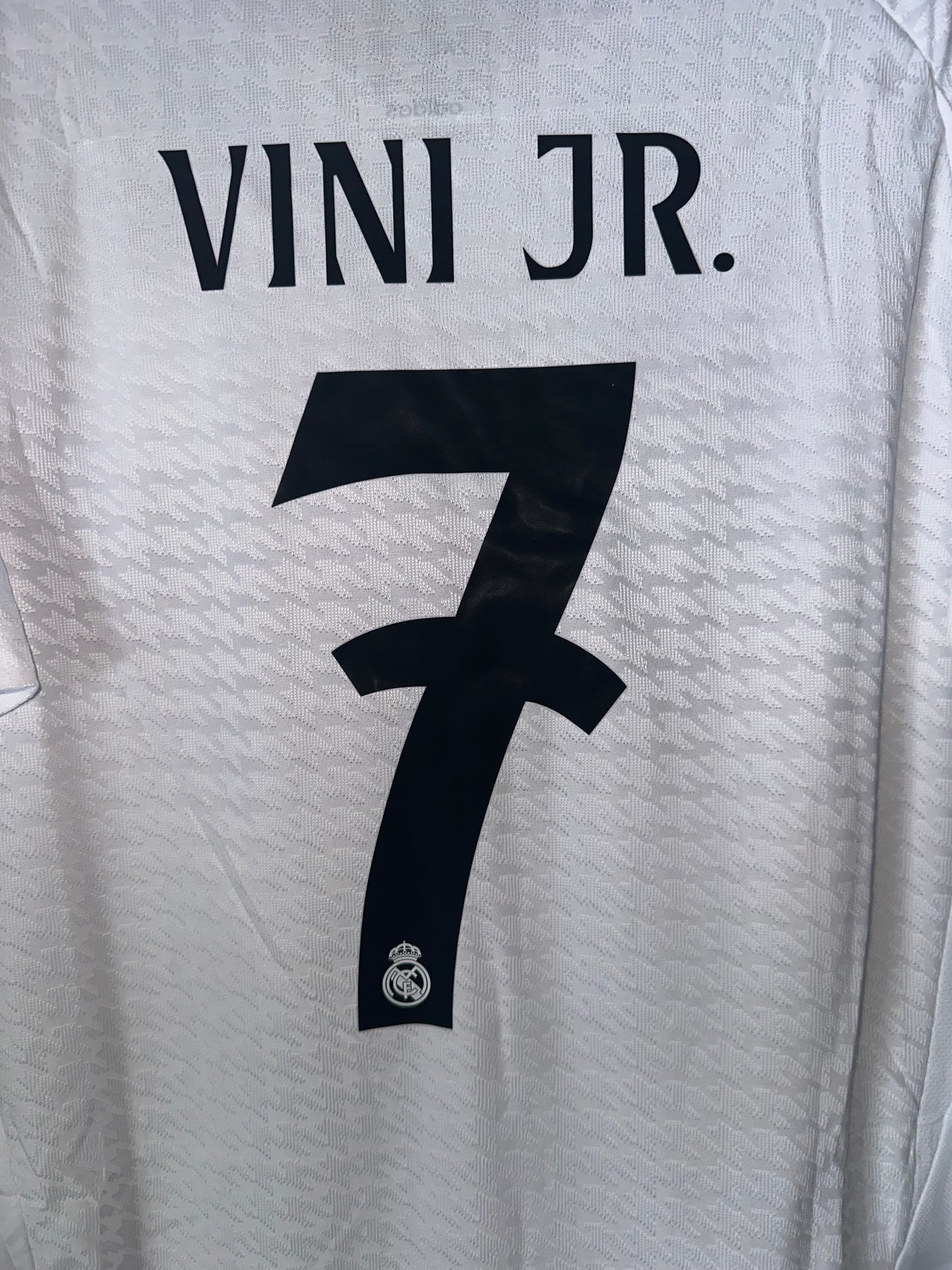 Real Madrid Vinicius Jr #7 2024/25 Home White UCL Soccer Jersey Men Size Shirt