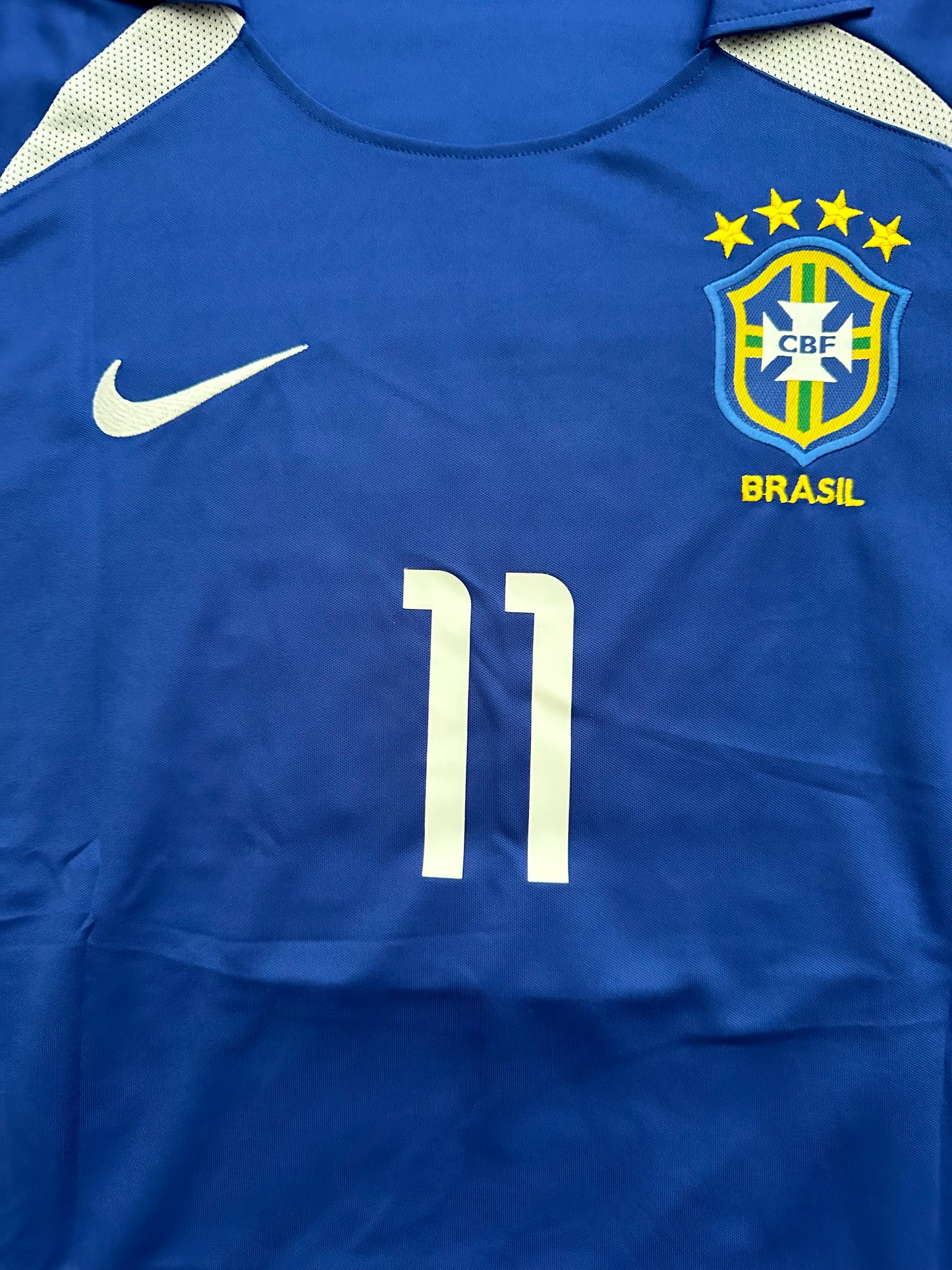 Soccer Jersey Brazil Away Blue FWC 2002 Ronaldinho Gaucho #11 Men Size Football