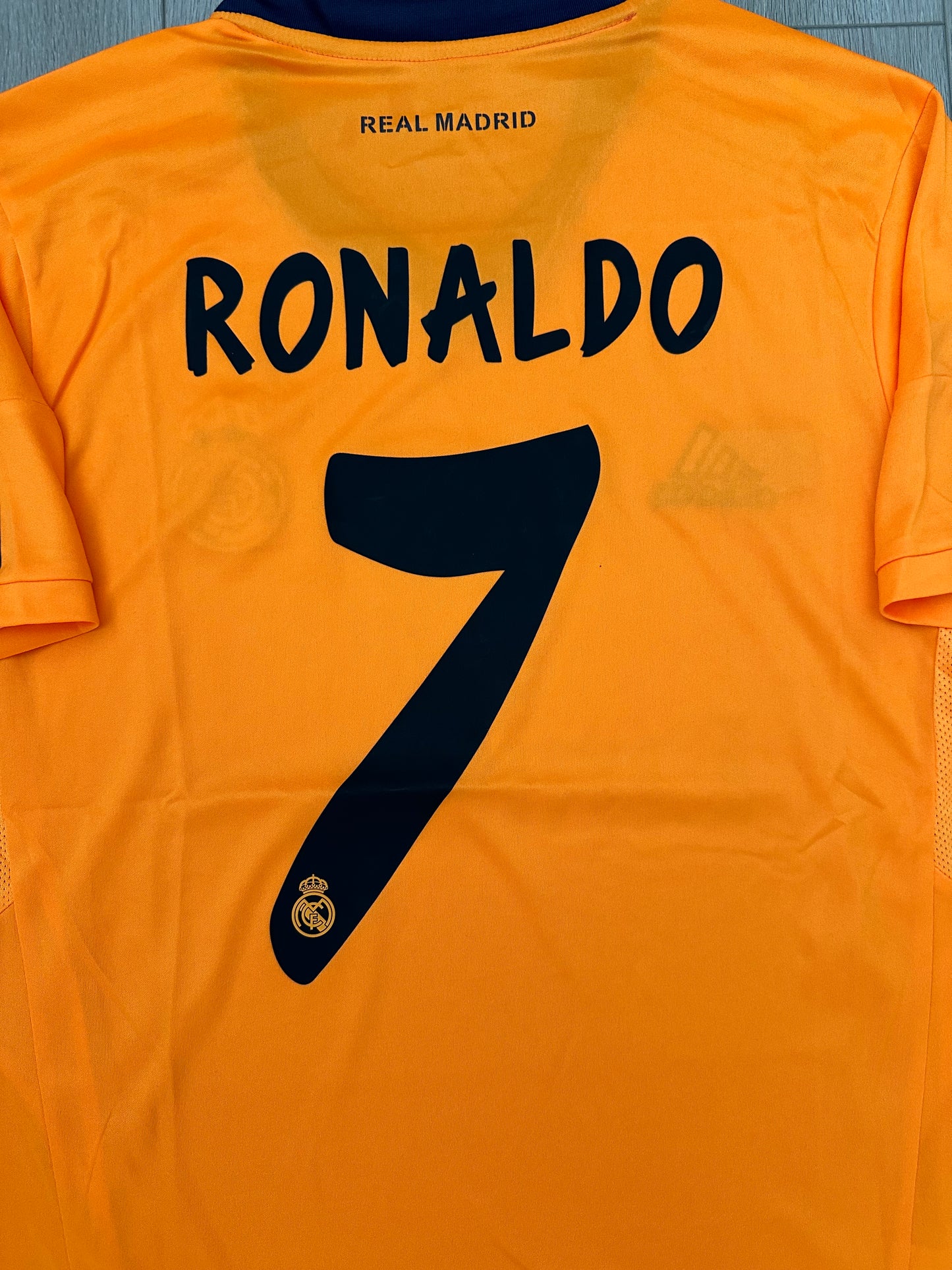 Real Madrid 13/14 Cristiano Ronaldo UCL Retro Orange Third Jersey Men’s Size