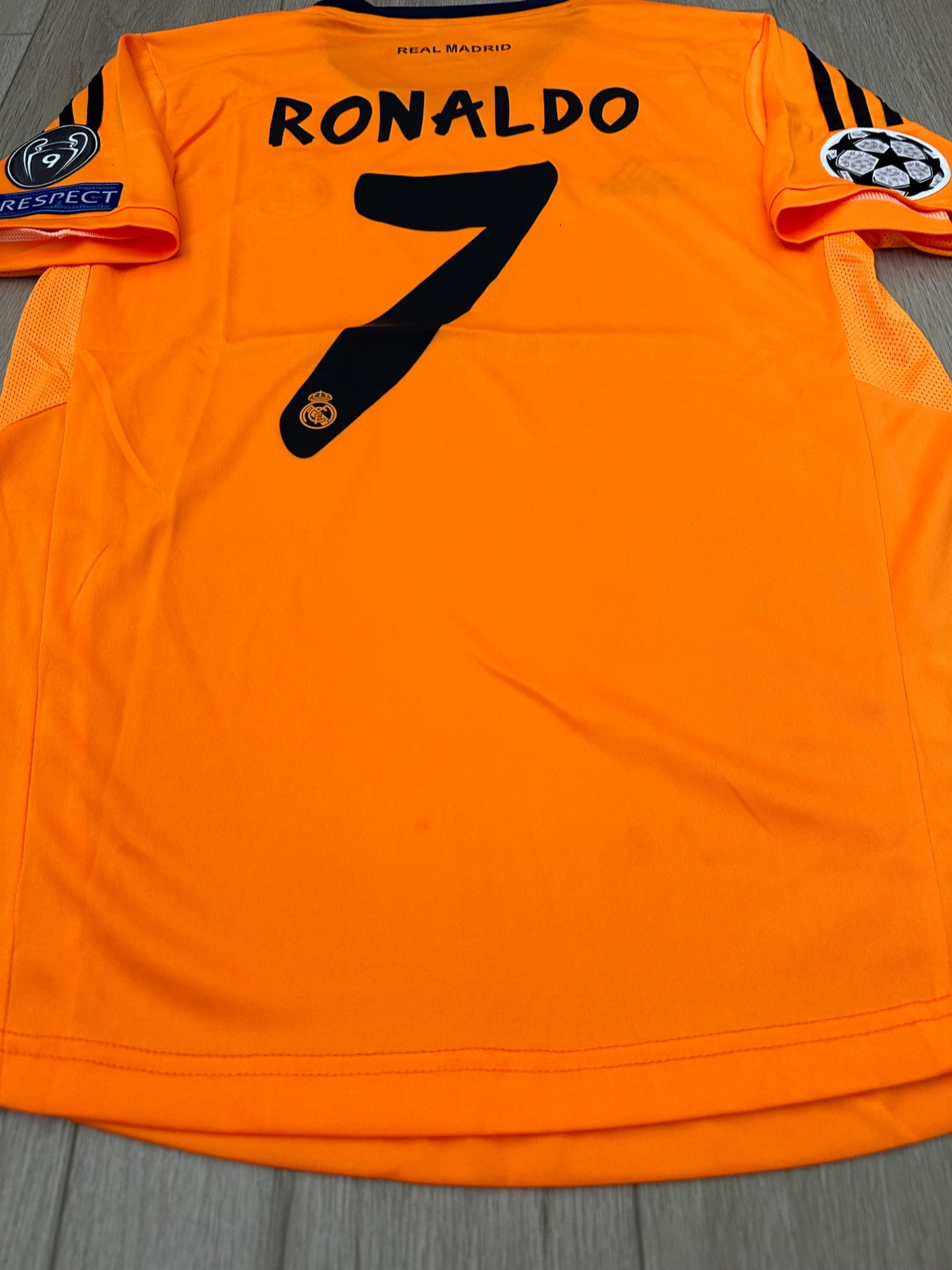 Real Madrid 13/14 Cristiano Ronaldo UCL Retro Orange Third Jersey Men’s Size