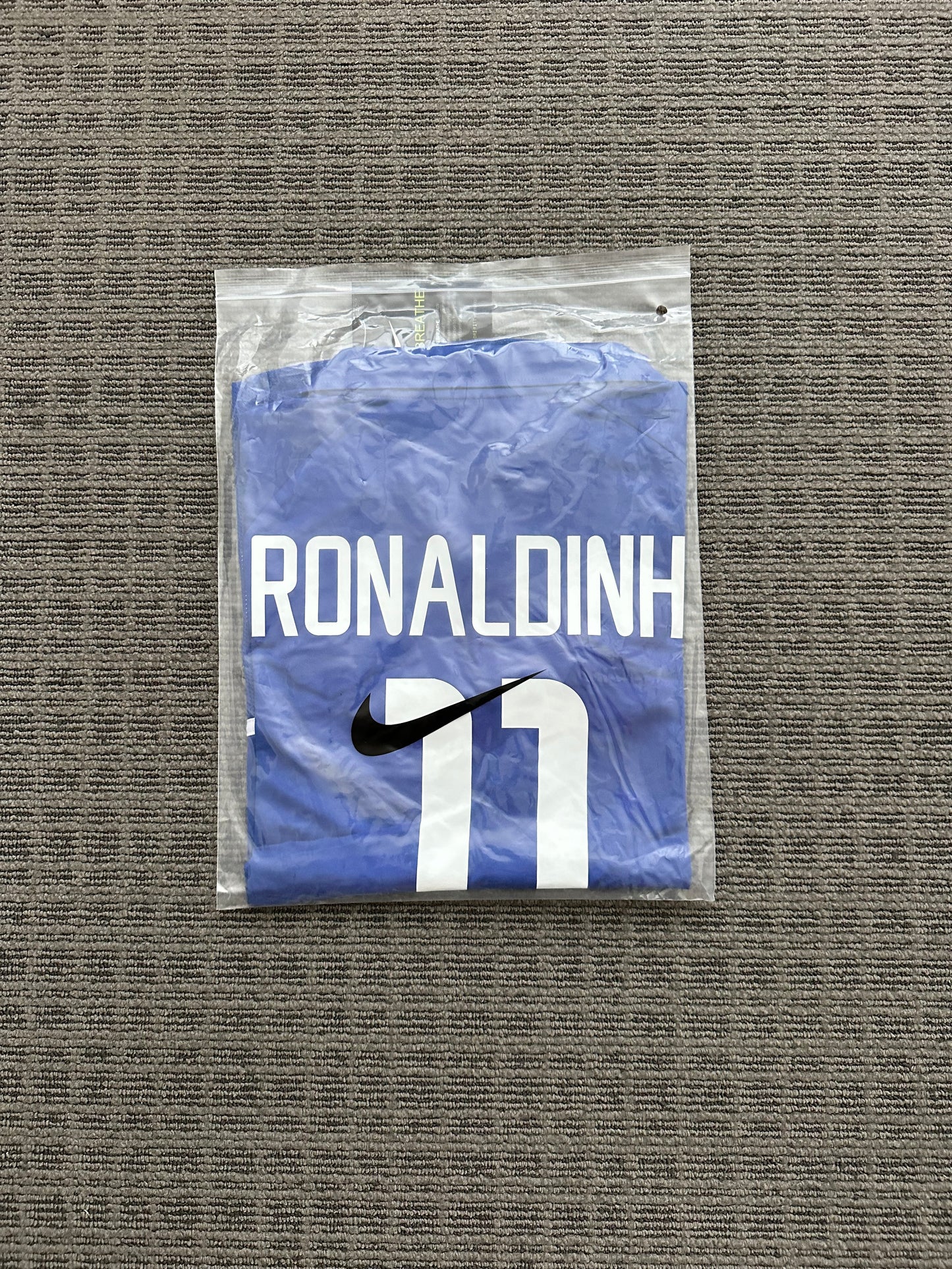 Soccer Jersey Brazil Away Blue FWC 2002 Ronaldinho Gaucho #11 Men Size Football