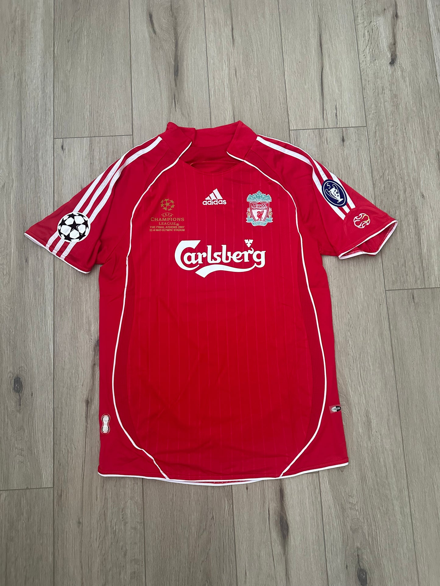 Liverpool Steven Gerrard #8 Retro Soccer Jersey UCL Final’s 2007 Red Men Size